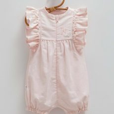 Delicate Pink Ruffle Muslin Romper