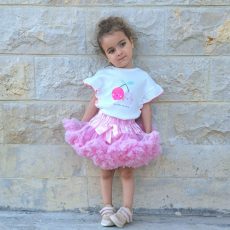 Ribbed T-shirt with ruffled sleeves white