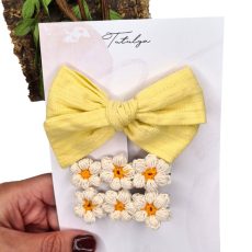 Yellow bow with sunflower clips