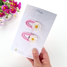 Pink crochet barrettes