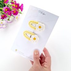 Yellow crochet barrettes