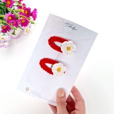 Red crochet barrettes