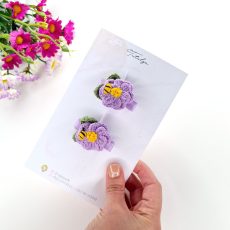 Purple bee crochet barrettes