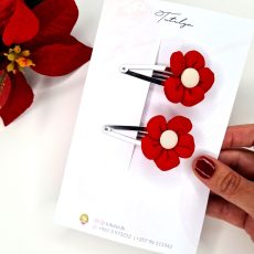 Red flower Snap Barrettes