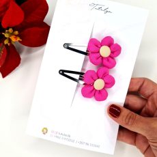 Pink flower Snap Barrettes