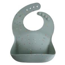 Mushie silicone bib cambridge blue confetti
