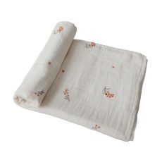 Mushie swaddle flowers
