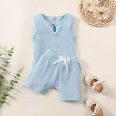 Blue ribbed set boys