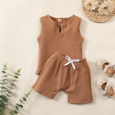 Brown ribbed set boys