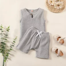 Grey ribbed set boys