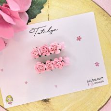 Pink flower barrettes