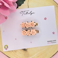 Peach flower barrettes