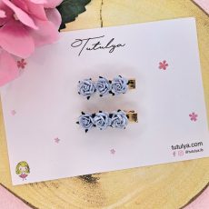 Blue flower barrettes