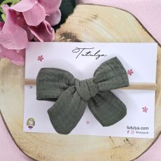 Olive muslin bow
