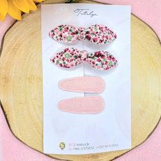 Floral pink barrettes set