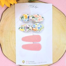 Yellow floral barrettes set