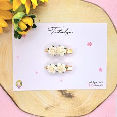 Cream 2 flowers barrette