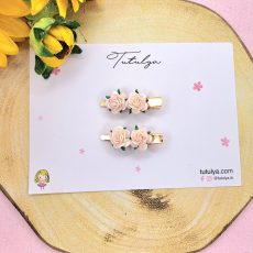 Gradient light pink 2 flower barrettes
