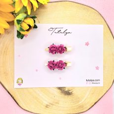 Fushia 2 flowers barrette