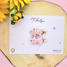 Gradient pink 2 flowers barrette