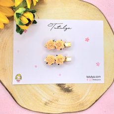 Peach 2 flowers barrette