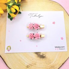 Pink 2 flowers barrette