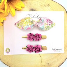 Fushia floral barrettes