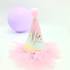 Rainbow birthday hat with tulle