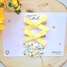 Yellow ribbon barrette set