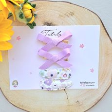 Lavander ribbon barrette set