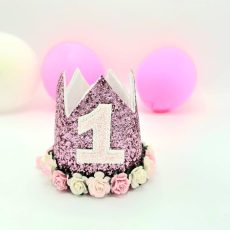 Pink Birthday Crown with flowers