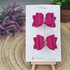 Fushia velvet bow
