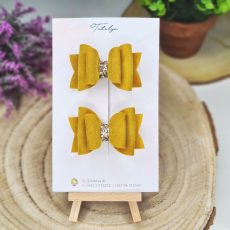 Mustard velvet bow