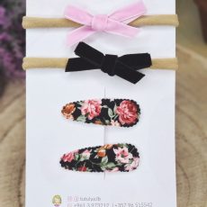 Pink and Black Headband Set