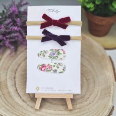 Burgundy and Mauve Velvet bow Set
