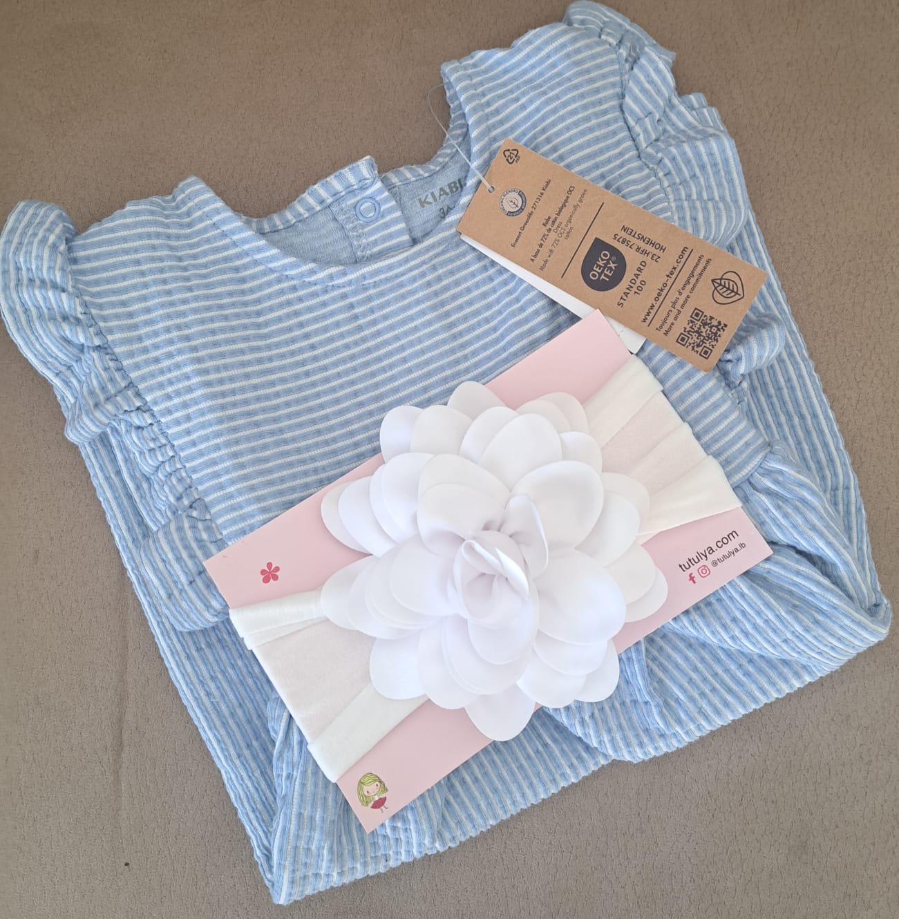 Striped seersucker dress BLUE - Image 5