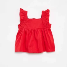 Sleeveless top with ruffles RED