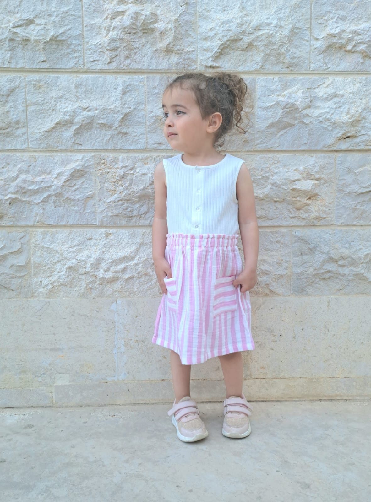 Sleeveless striped dress PINK - Image 5