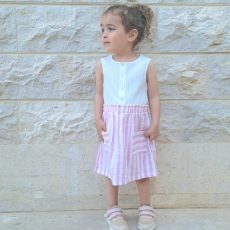 Sleeveless striped dress PINK