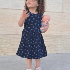 Sleeveless cotton voile dress BLUE