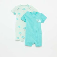 Pack of 2 short-sleeved sleepsuits BLUE
