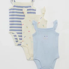 Set of 3 bodies with ruffled straps WHITE