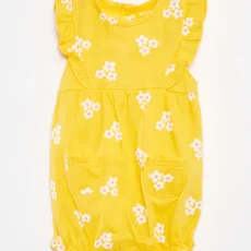 Ruffled romper with pockets YELLOW