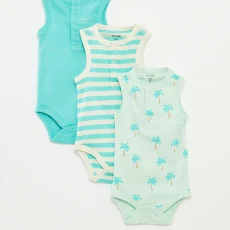 Pack of 3 sleeveless bodysuits GREEN