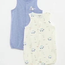 Short patterned French terry romper suit
