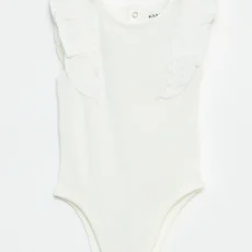 White Sleeveless Ruffled Bodysuit