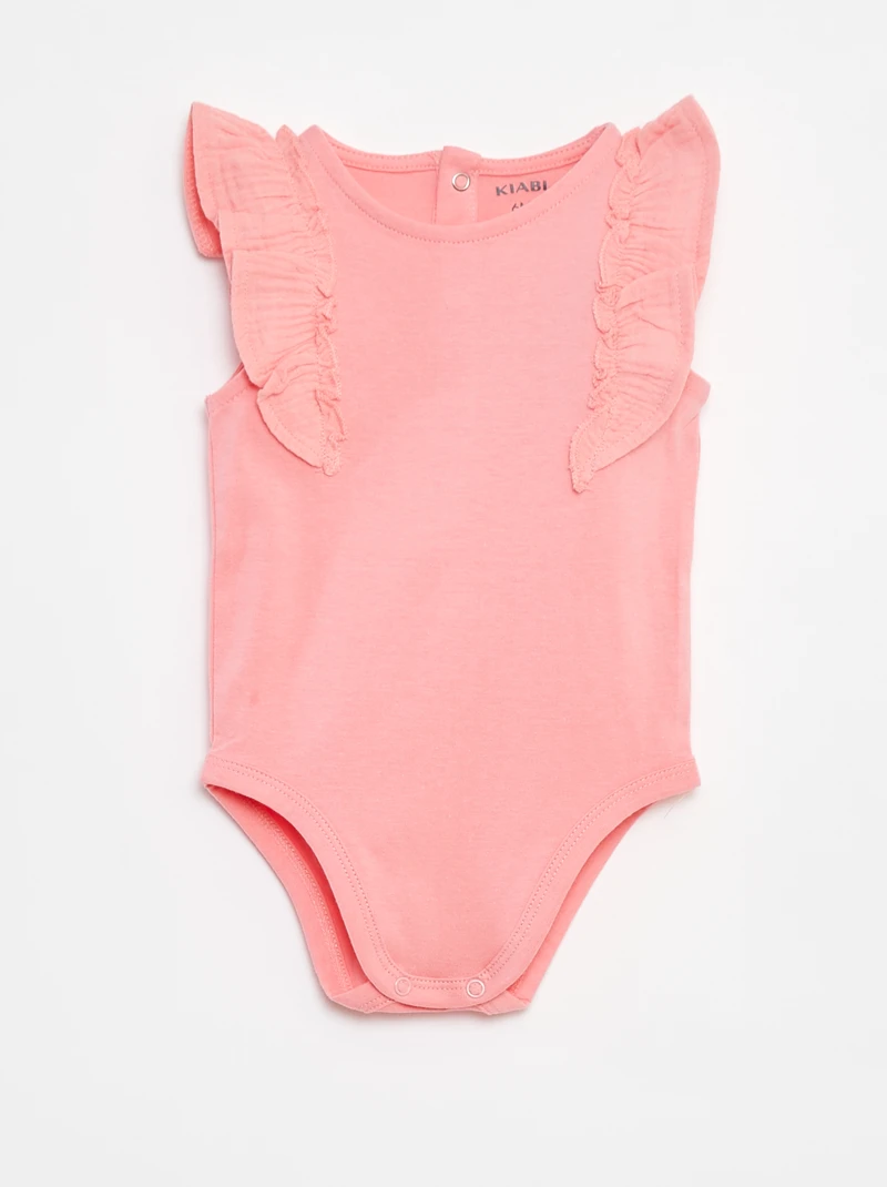 Pink Sleeveless Ruffled Bodysuit - Image 3