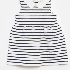 White Sleeveless Patterned Crinkle-Knit Dress