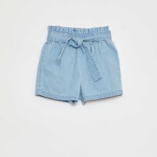 Denim-effect cotton shorts
