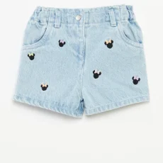 Disney Minnie Mouse Denim Shorts With Embroidery